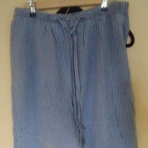 Blue and white checkered capris with tie waist band